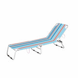 Marbueno Folding Lounger - Stripes Orange & Blue - Beach & Pool 187X58X24 cm 10466-0