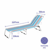 Marbueno Folding Lounger - Stripes Orange & Blue - Beach & Pool 187X58X24 cm 10466-1