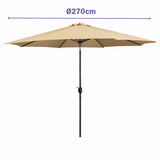 Marbueno Parasol Acero 8 Varillas 270 cm Poliéster Marrón Jardín Piscina 10482-1