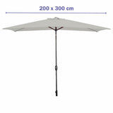 Marbueno Parasol Acero 8 Varillas 200x300 cm Poliéster Blanco Jardín Terraza 10494-1