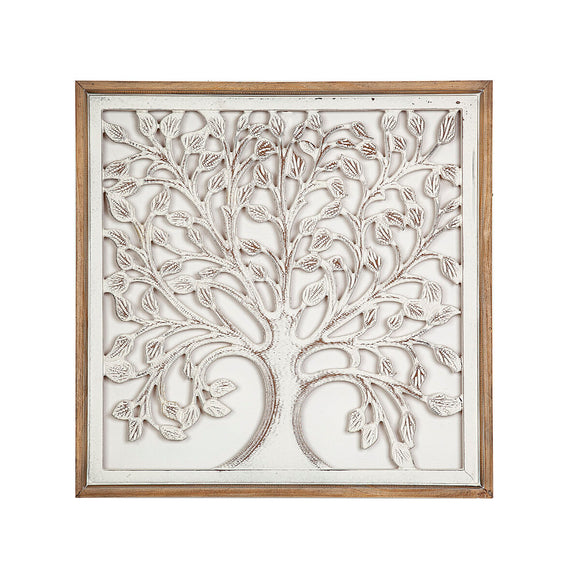 Wall Decoration Romimex White Natural MDF Wood 60 x 60 x 4 cm-0