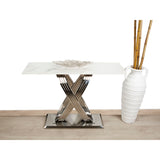 Table Romimex White Silver Stainless steel Synthetic marble 180 x 75 x 90 cm-4