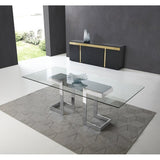 Table Romimex Silver Glass Stainless steel Tempered Glass 150 x 75 x 90 cm-4