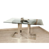 Table Romimex Silver Glass Stainless steel Tempered Glass 150 x 75 x 90 cm-3