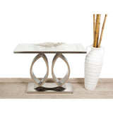 Console Romimex White Silver Stainless steel Synthetic marble 110 x 80 x 40 cm-1