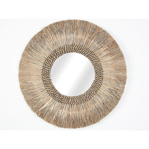 Wall mirror Romimex Natural Natural Fibre 70 x 70 x 3 cm Circular-0