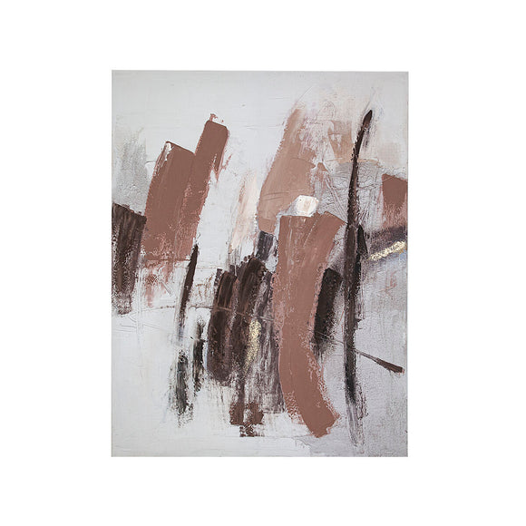 Oil Painting Romimex Beige Canvas Abstract 90 x 120 x 4 cm-0