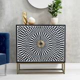 Sideboard Romimex White Black Golden Metal Bone Acacia 80 x 80 x 40 cm-4