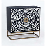 Sideboard Romimex White Black Golden Metal Bone Acacia 80 x 80 x 40 cm-2