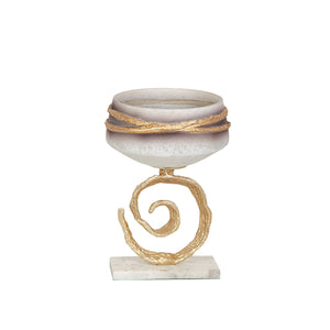 Centerpiece Romimex White Golden Glass Aluminium 18 x 30 x 18 cm-0