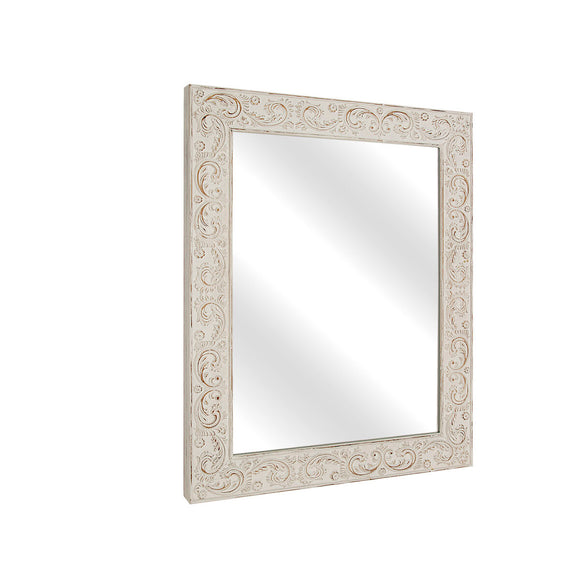 Wall mirror Romimex White MDF Wood Worn 75 x 95 x 5 cm-0