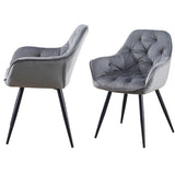 Armchair Romimex Black Grey Velvet Metal MDF Wood 62 x 85 x 60 cm-2