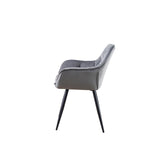 Armchair Romimex Black Grey Velvet Metal MDF Wood 62 x 85 x 60 cm-1