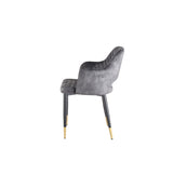 Armchair Romimex Black Grey Velvet Metal MDF Wood 60 x 85 x 58 cm-1