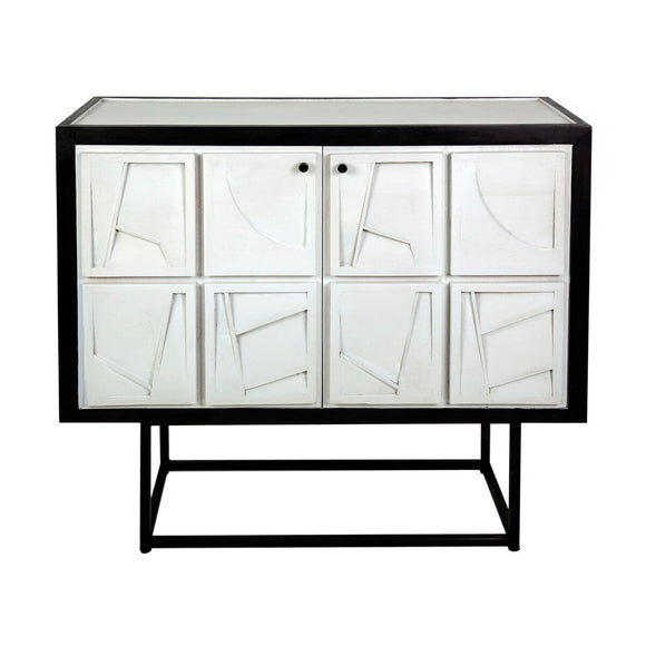 Sideboard Romimex White Black Wood 42 x 92 x 102 cm-0