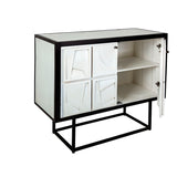 Sideboard Romimex White Black Wood 46 x 86 x 122 cm-2