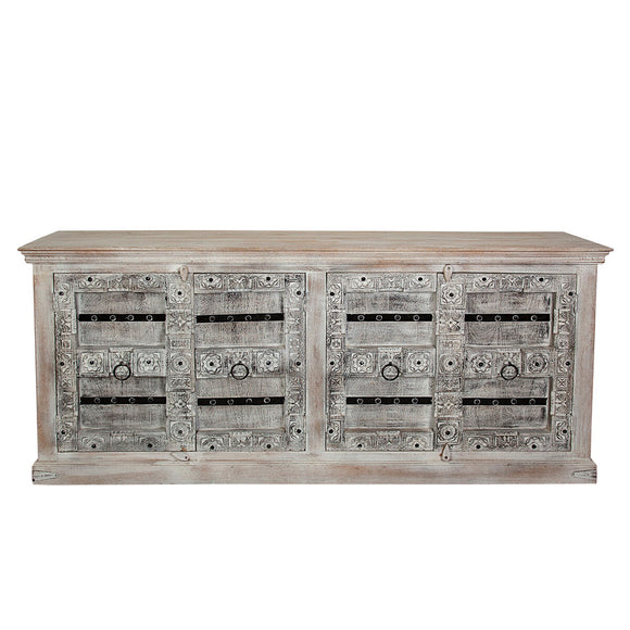 Sideboard Romimex White Mango wood 222 x 96 x 50 cm-0