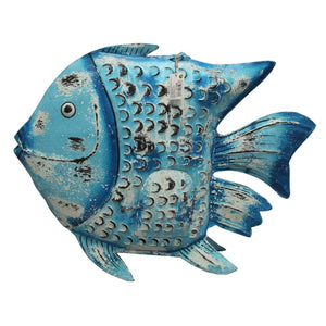 Wall Decoration Romimex Blue White Golden Fish 80 x 65 x 15 cm-0