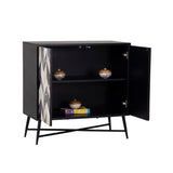 Sideboard Romimex Brown Black Golden Wood Marble 40 x 80 x 80 cm-5