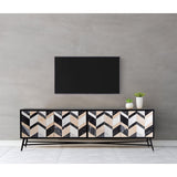 TV furniture Romimex Brown Black Golden 40 x 50 x 160 cm-6