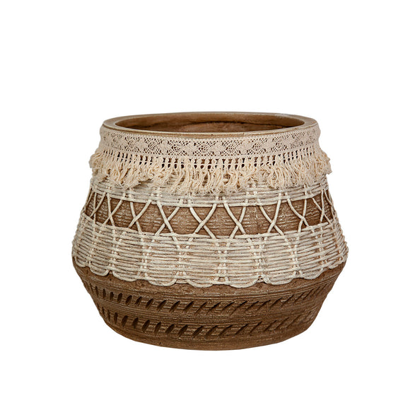 Planter Romimex Beige Resin With tassles 31 x 30 x 31 cm-0