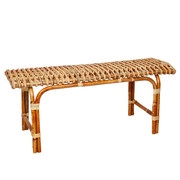 Bench Romimex Natural Rattan 110 x 50 x 40 cm-0