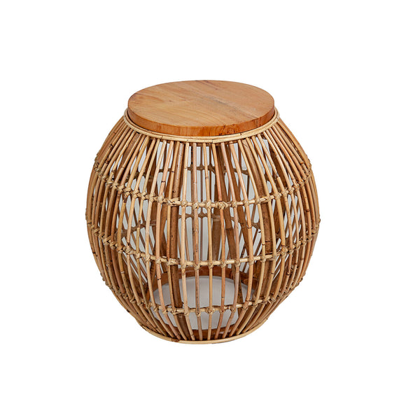 Side table Romimex Natural Metal Rattan 45 x 50 x 45 cm-0