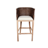 Stool Romimex Brown Natural Rattan Teak 58 x 110 x 60 cm-1