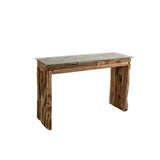 Console Romimex Natural Glass Teak 120 x 75 x 35 cm-3