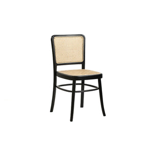 Chair Romimex Black Natural Rattan Teak 44 x 89 x 53 cm-0