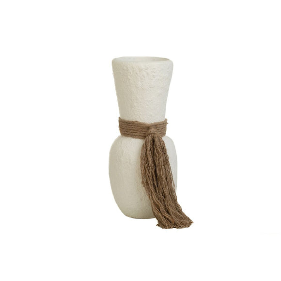 Vase Romimex White Ceramic Rope 15 x 40 x 15 cm-0