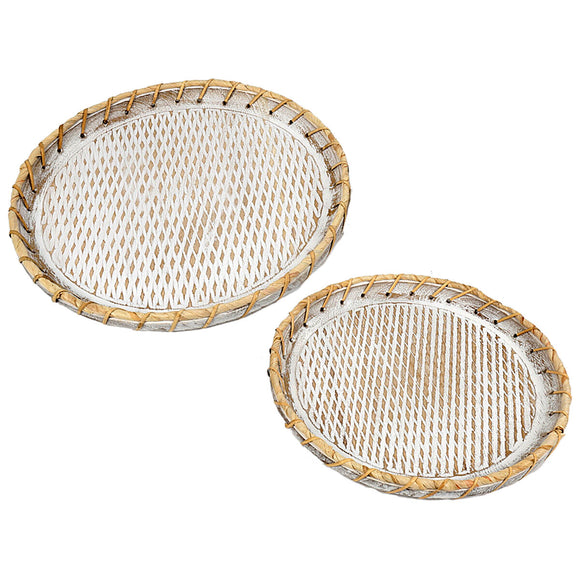 Set of trays Romimex Natural Wood 2 Pieces-0