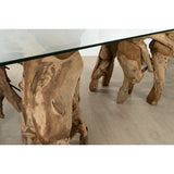 Dining Table Romimex Natural Glass Teak 180 x 75 x 100 cm-2