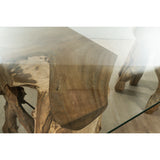 Dining Table Romimex Natural Glass Teak 180 x 75 x 100 cm-1