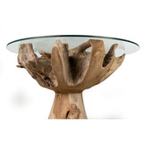 Side table Romimex Natural Glass Teak 80 x 75 x 80 cm-1