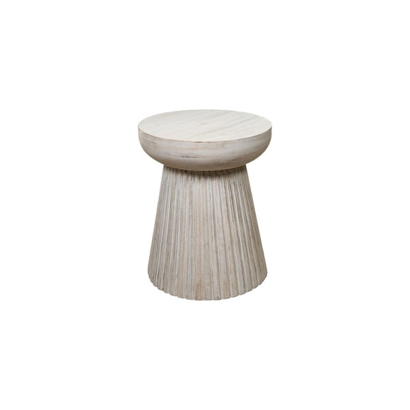 Side table Romimex White Mango wood MDF Wood 46 x 56 x 46 cm-0