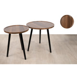 Tables set Romimex Brown Black Wood Metal 2 Pieces-2