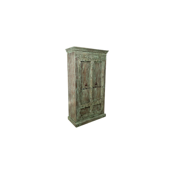 Cupboard Romimex Brown Turquoise Mango wood 100 x 180 x 48 cm-0