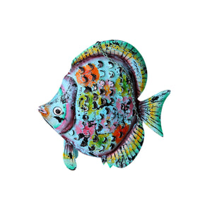 Wall Decoration Romimex Blue Green Fish 60 x 65 x 11 cm-0