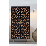 Cupboard Romimex Black Natural Mango wood 90 x 180 x 40 cm-1