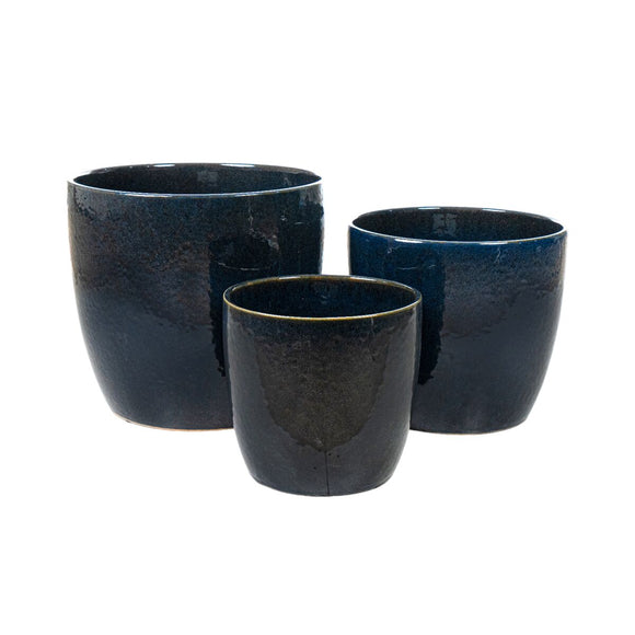 Set of Planters Romimex Blue Porcelain (3 Pieces)-0