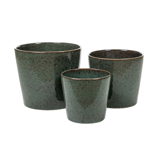 Set of Planters Romimex Blue Porcelain (3 Pieces)-0