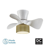 Ceiling Fan with Light Romimex White Natural-5