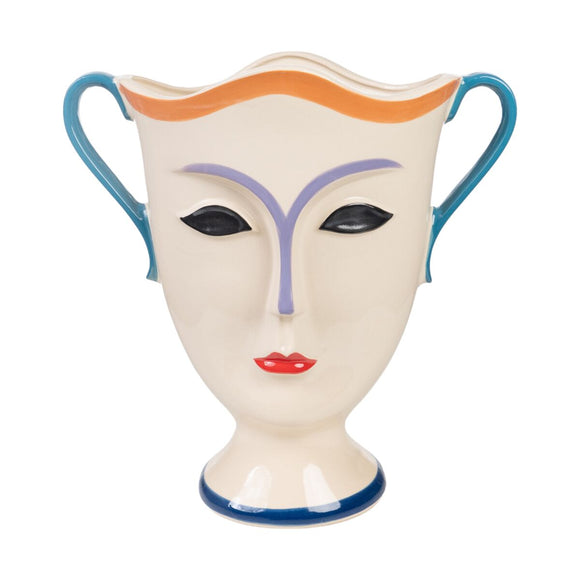 Vase Romimex Multicolour Ceramic Face 34 x 36 x 19 cm With handles-0