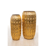 Set of 2 Vases Alexandra House Living Golden Metal 49 x 92 x 49 cm (2 Pieces)-1