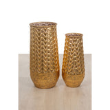 Set of 2 Vases Alexandra House Living Golden Metal 42 x 85 x 42 cm (2 Pieces)-1