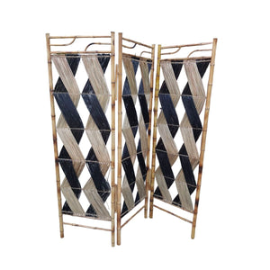 Folding screen Romimex Black Natural Natural Fibre 120 x 180 x 5 cm-0