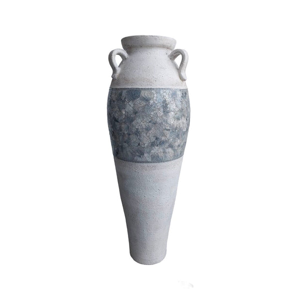 Floor vase Romimex White Grey Terracotta 34 x 100 x 34 cm With handles-0