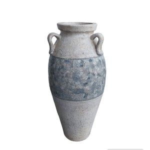 Floor vase Romimex White Grey Terracotta 28 x 60 x 28 cm With handles-0