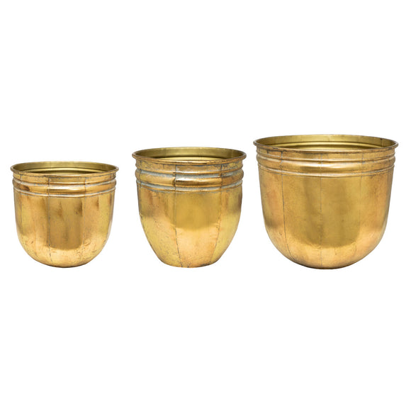 Set of Planters Romimex Golden Metal 38 x 33 x 38 cm 3 Pieces-0